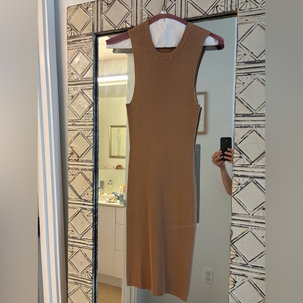 A.L.C. Tan Ribbed Midi Dress
